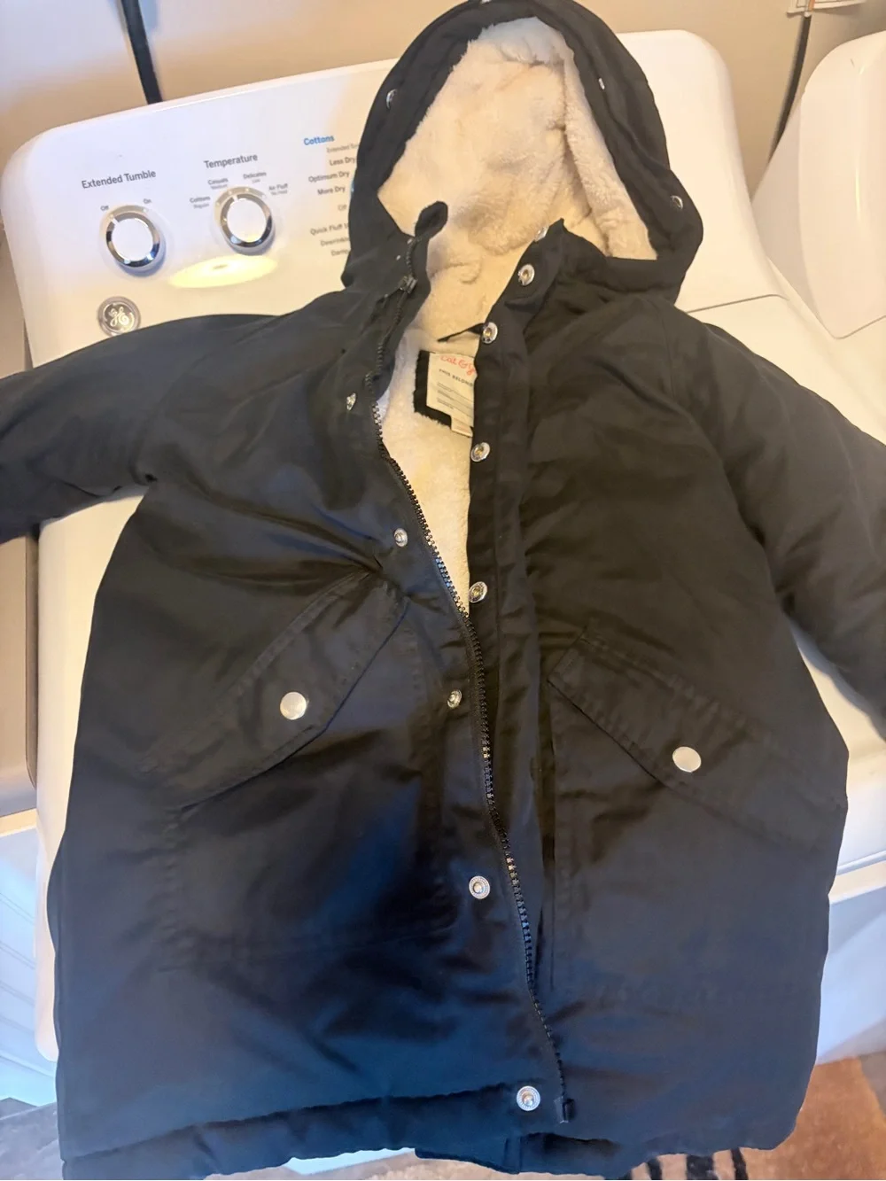 Cat & Jack Cream Sherpa-Lined Jacket with Black Trim